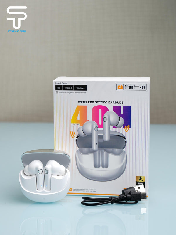 40H Playtime TWS Wireless Earbuds V5.4 with Fast Charge - iOS, Android, Windows