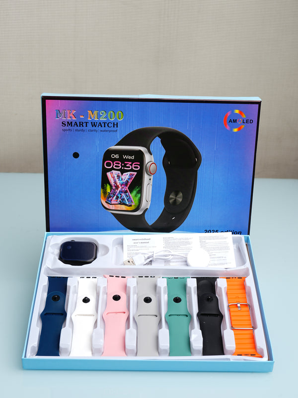 MK-M200 AMOLED Smart Watch | 7 Straps | Bluetooth Calling
